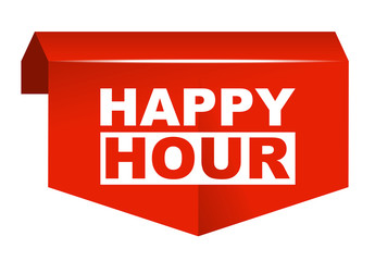 red vector banner happy hour