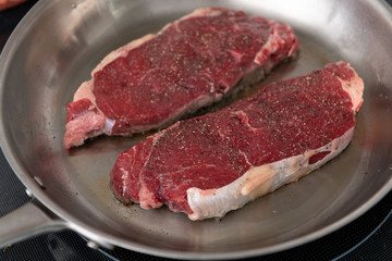 Grass Fed Juicy Steak on Skillet
