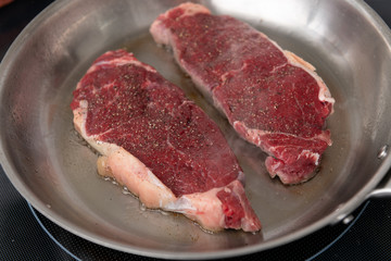 Grass Fed Juicy Steak on Skillet