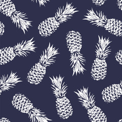 Pineapple seamless pattern, vector background with pineapples for hawaiian shirt