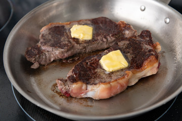 Grass Fed Juicy Steak on Skillet