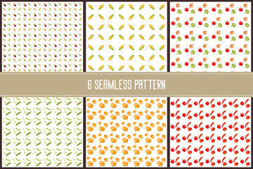 Set of vegetables flat vector seamless pattern