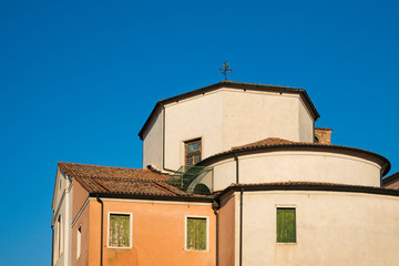Church Santa Andrea against blue sky Chioggia, Italy
