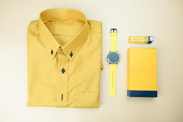 Set of yellow accessories outfits for men