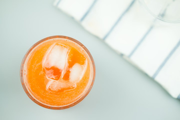 Peach iced tea mix with soda.