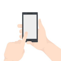 Phone in hand on white background