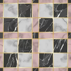Gordijnen Marble Vector Texture Luxury Check Seamless Pattern © kronalux