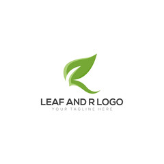 Initial R and Leaf Logo, Letter R with natural