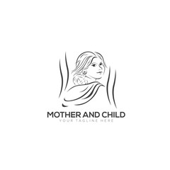 Woman Logo, Mother and Children Logo with Line