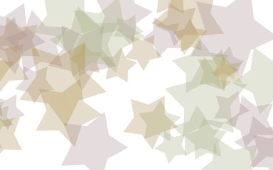 Multicolored translucent stars on a white background. Yellow tones. 3D illustration