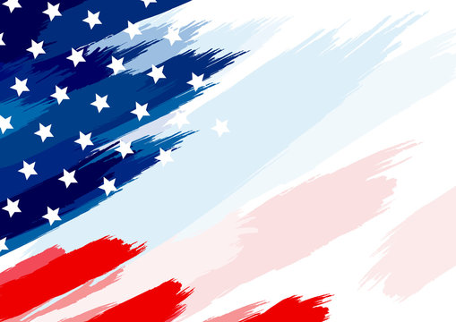 USA Or American Flag Paintbrush On White Background Vector Illustration