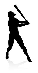 Baseball player in sports pose detailed silhouette