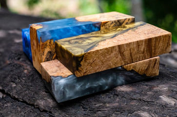 Casting epoxy resin Stabilizing burl wood abstract art background for blanks