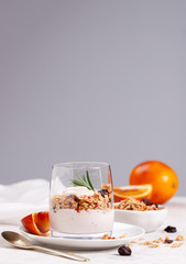 Orange Granola with Raspberry Yogurt and Freeze Dried Raspberry