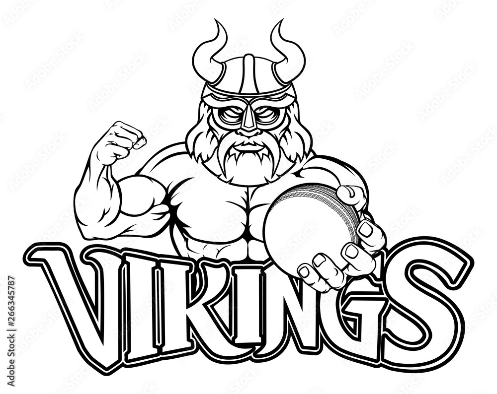 Wall mural A Viking warrior gladiator cricket sports mascot