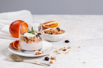 Orange Granola with Raspberry Yogurt and Freeze Dried Raspberry