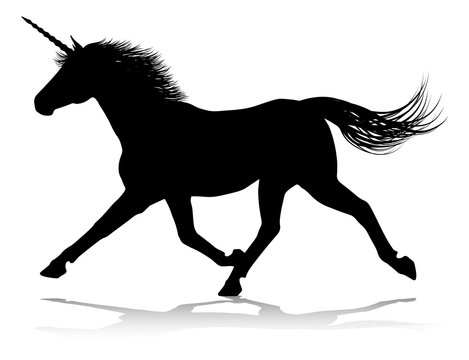 A unicorn silhouette mythical horned horse graphic