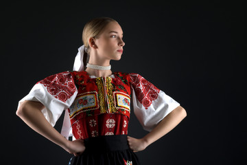 Slovak folklore. Slovakian folklore girl. 