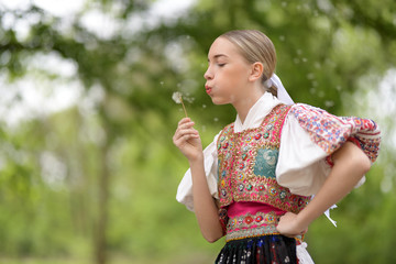 Slovak folklore. Slovakian folklore girl.