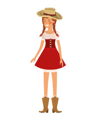 farmer woman with straw hat