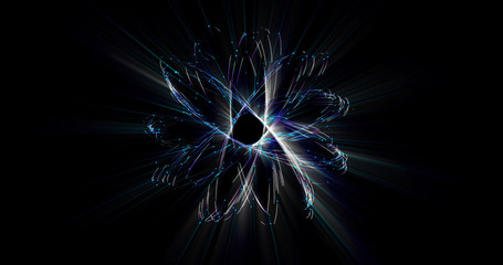 Abstract atom array animation. Digital computer image. Generative picture. 3D illustration, 3D rendering.