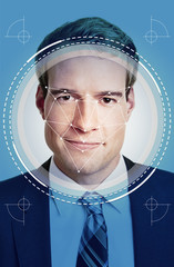 KI Gesichtserkennung von jungem Geschäftsmann