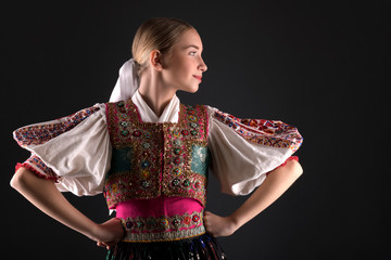 Slovak folklore. Slovakian folklore girl.