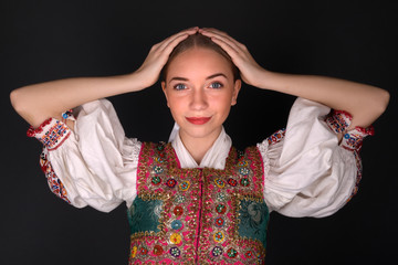 Slovak folklore. Slovakian folklore girl.