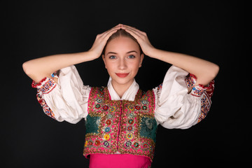 Slovak folklore. Slovakian folklore girl.
