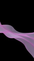 Abstract pink wave. Bright pink ribbon on black background. Pink scarf. Abstract smoke. Raster air background. 3D illustration