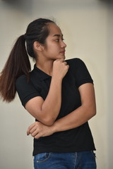 Thoughtful Filipina Teenager Girl