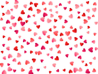 Red flying hearts bright love passion vector background.