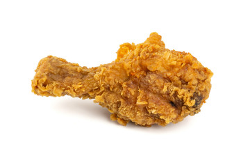 Hot and Crispy fried chicken drumstick legs isolated on a white background.