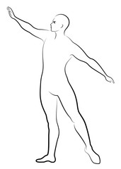 Silhouette of a slim guy, male ballet dancer. The dancer has a beautiful slim figure, a strong body. Vector illustration