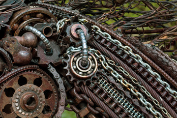  figures from scrap metal and spare parts of machines and mechanisms