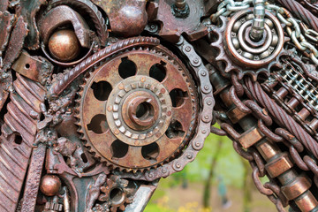  figures from scrap metal and spare parts of machines and mechanisms