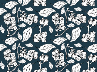 Seamless doodle blueberry pattern