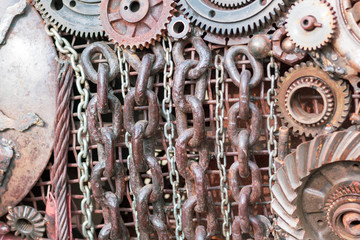  figures from scrap metal and spare parts of machines and mechanisms