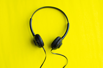 retro of tape cassette on yellow background. soft focus.