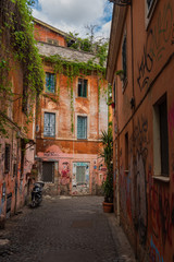 Fototapeta na wymiar Foreshortening, Trastevere district, Rome, Lazio, Italy, Europe