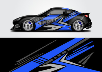 Car wrap livery decal vector , supercar, rally, drift . Graphic abstract stripe racing background . Eps 10 © Alleuy