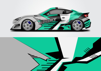 Car wrap livery decal vector , supercar, rally, drift . Graphic abstract stripe racing background . Eps 10