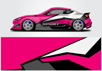 Fototapeta premium Car wrap livery decal vector , supercar, rally, drift . Graphic abstract stripe racing background . Eps 10