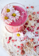 Fototapeta na wymiar Colorful smoothies with fresh fruit and superfoods