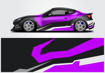 Car wrap livery decal vector , supercar, rally, drift . Graphic abstract stripe racing background . Eps 10 © Alleuy