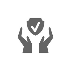 Insurance, hands, protection, shield icon. Element of insurance icon. Premium quality graphic design icon. Signs and symbols collection icon for websites, web design