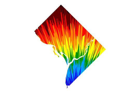 recommend clip art: Washington city (United States of America, U.S., US, United States cities, usa city) - map is designed rainbow abstract colorful pattern, District of Columbia, D.C. map made of color explosion,