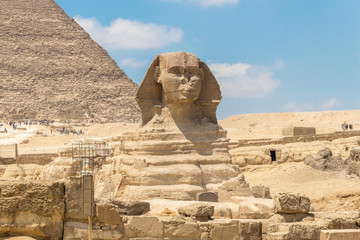 The Sphinx monument with the body of a lion and a pharaoh's head, Egypt