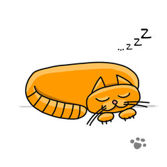 Cute sleeping cat, sketch for your design