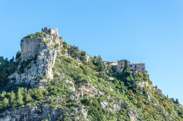 Panoramic view of the seacoast of the medieval village of Eze